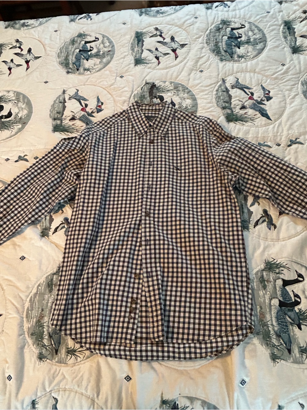 Eddie Bauer Black and White Gingham Button-Up Shirt